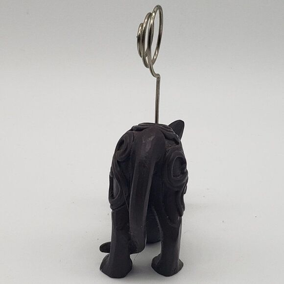 𝅺Deep Brown Resin Scroll Design Stretching Cat Swirl Wire Card Photo Holder - Picture 6 of 9